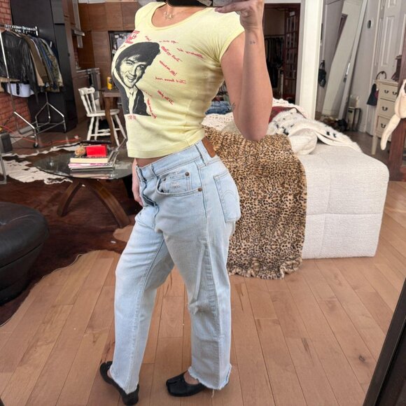 Levi’s 501 Light Wash Straight Leg Jeans High Rise Cropped Raw Hem - Picture 2 of 8